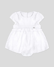 Vestido body blanco en tencel para bebé niña