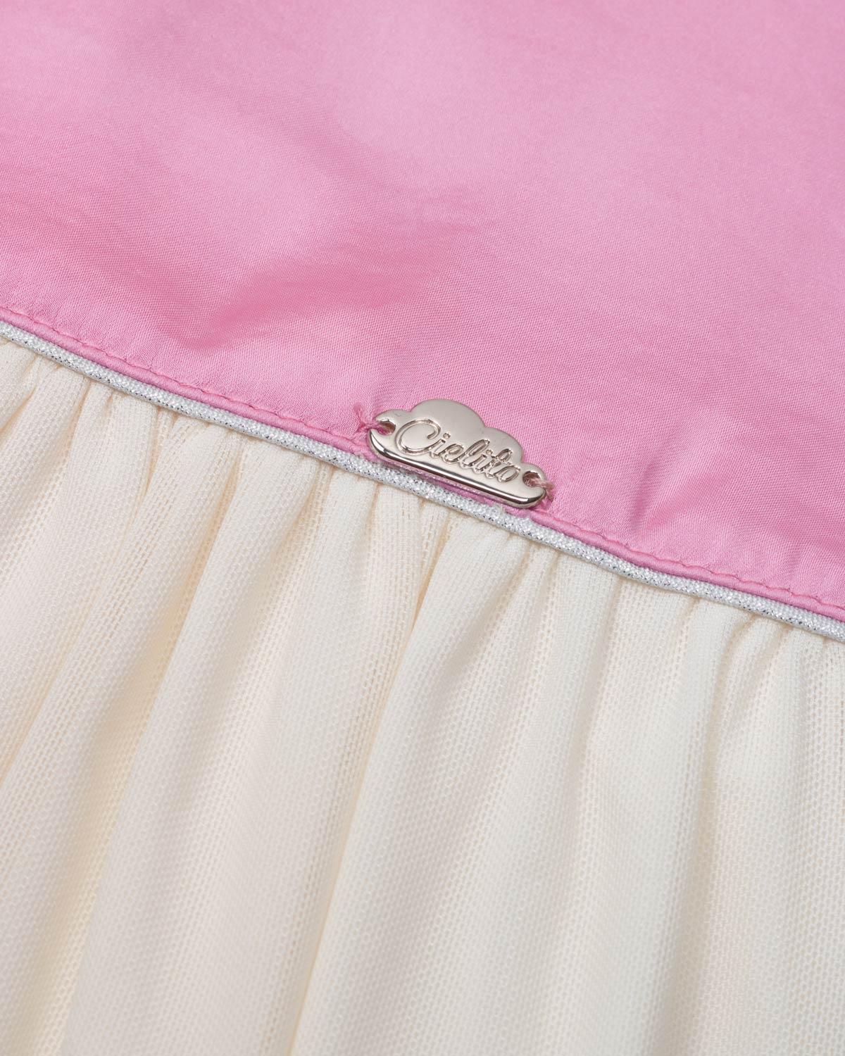 Vestido body rosa y blanco de tiras con moñitos para bebé niña