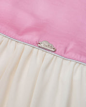 Vestido body rosa y blanco de tiras con moñitos para bebé niña