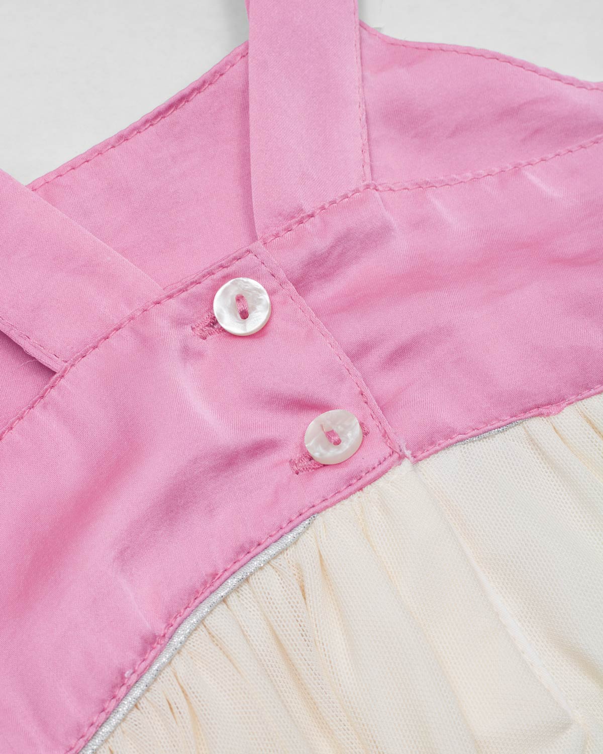 Vestido body rosa y blanco de tiras con moñitos para bebé niña