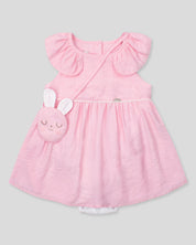 Vestido body rosado con conejito para bebé niña