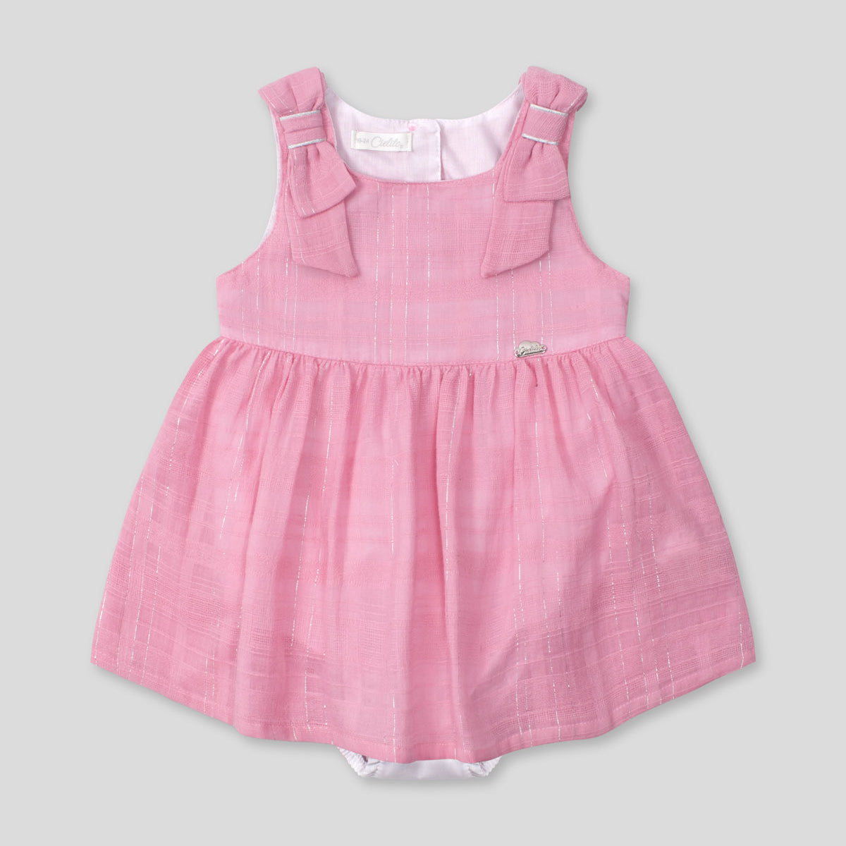 Vestido body rosado con moñitos en los hombros para bebé niña