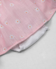 Vestido body rosa estampada de flores con boleros para bebé niña