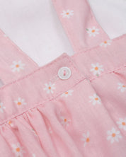 Vestido body rosa estampada de flores con boleros para bebé niña