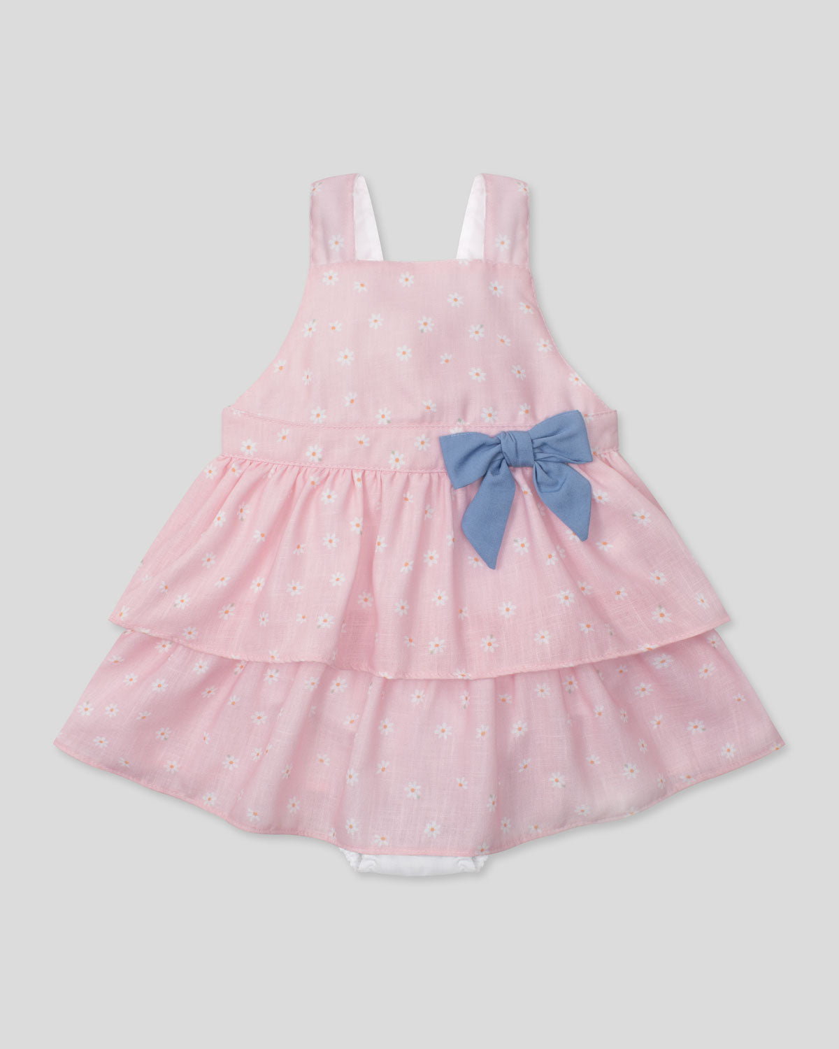 Vestido body rosa estampada de flores con boleros para bebé niña