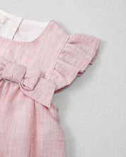 Vestido body rosa pastel con moño y brillos para bebé niña