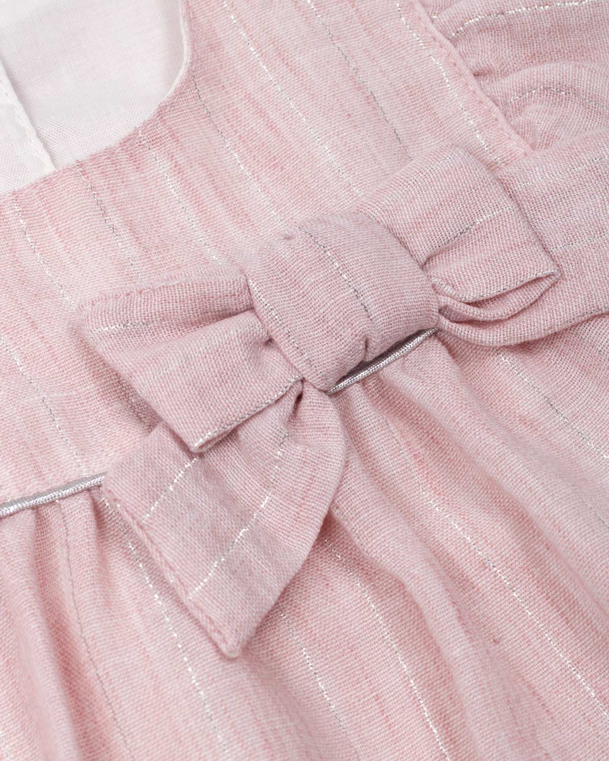 Vestido body rosa pastel con moño y brillos para bebé niña