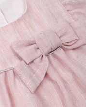 Vestido body rosa pastel con moño y brillos para bebé niña