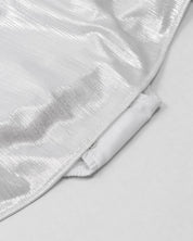 Vestido body con moño blanco satinado y plateado para bebé niña