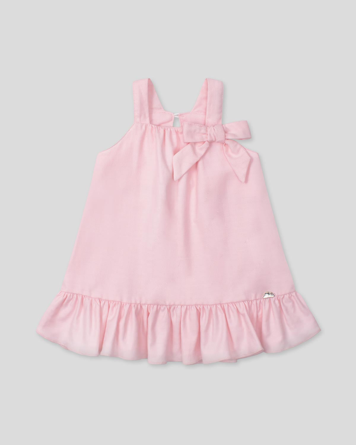 Vestido rosa de tiras con moñito para bebé niña