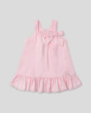 Vestido rosa de tiras con moñito para bebé niña
