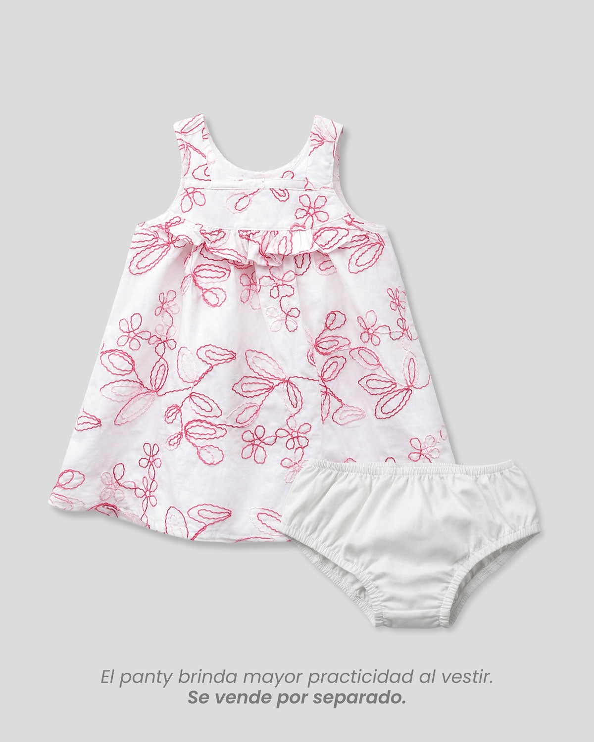 Vestido de tiras con tela bordada de flores para bebé niña