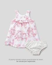 Vestido de tiras con tela bordada de flores para bebé niña