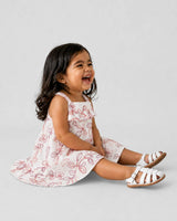 Vestido de tiras con tela bordada de flores para bebé niña