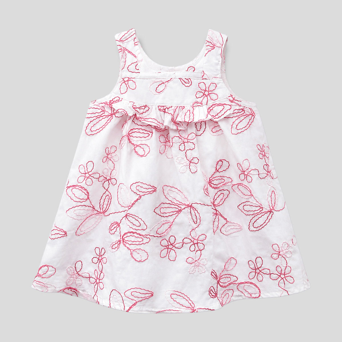 Vestido de tiras con tela bordada de flores para bebé niña