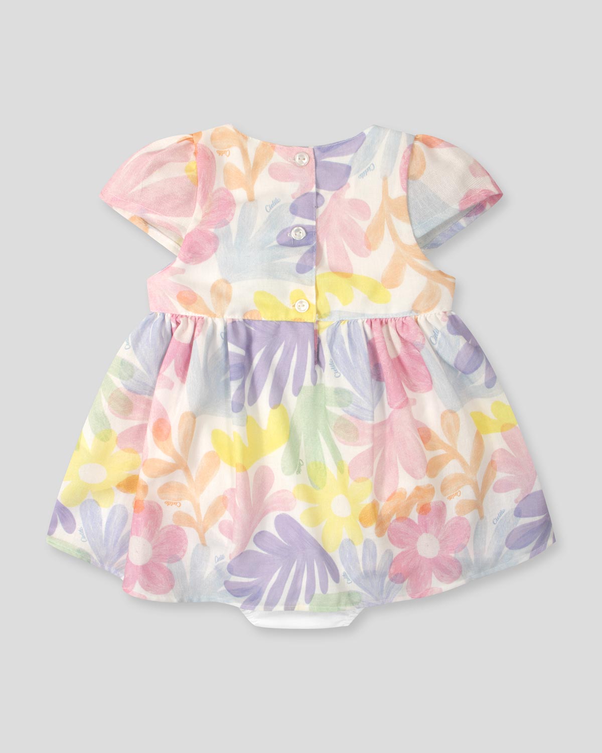 Vestido body estampado con moño lila para bebé niña