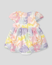 Vestido body estampado con moño lila para bebé niña