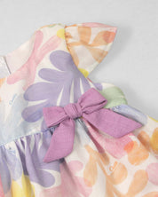 Vestido body estampado con moño lila para bebé niña