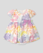 Vestido body estampado con moño lila para bebé niña