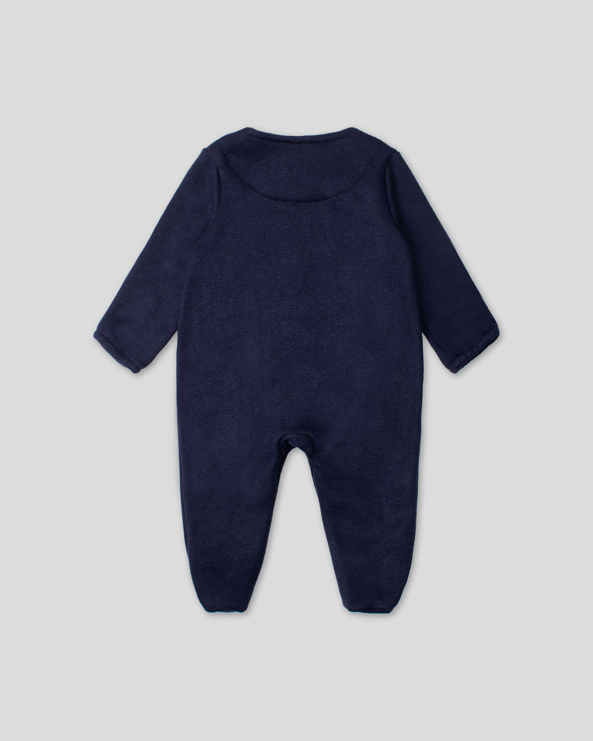 Pijama azul navy de botones con bordado de osito para recién nacidos