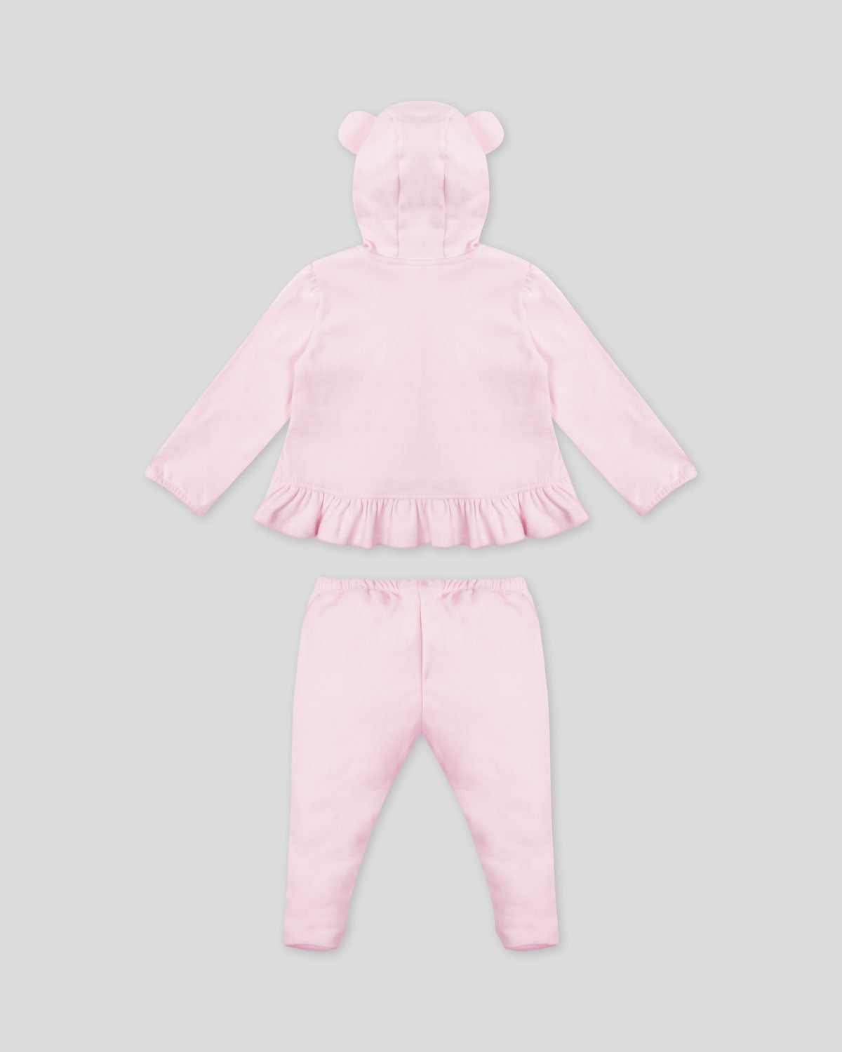 Pijama de 2 piezas rosa con capucha para bebé niña