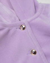 Pijama lila de dos piezas con gorrito de osito para bebé niña