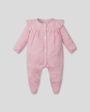 Pijama enteriza rosa con botones y boleros para recién nacida