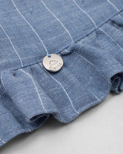 Conjunto blusa con boleros y short azul para niña