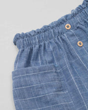 Conjunto blusa con boleros y short azul para niña