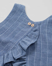 Conjunto blusa con boleros y short azul para niña