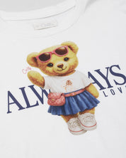 Conjunto con blusa blanca y falda short para niña