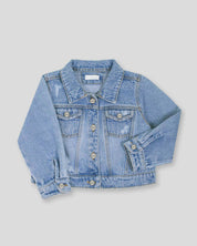 Chaqueta denim con bolsillos para niña