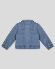 Chaqueta denim con detalle de flores bordadas para niña