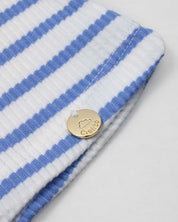 Blusa de rayas azules con boleritos en mangas y estampado de cerezas para niña