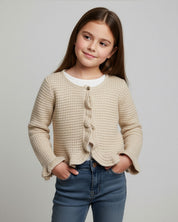 Saco tejido beige con brillos para niña