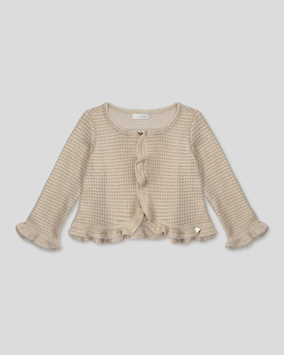 Saco tejido beige con brillos para niña