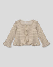 Saco tejido beige con brillos para niña