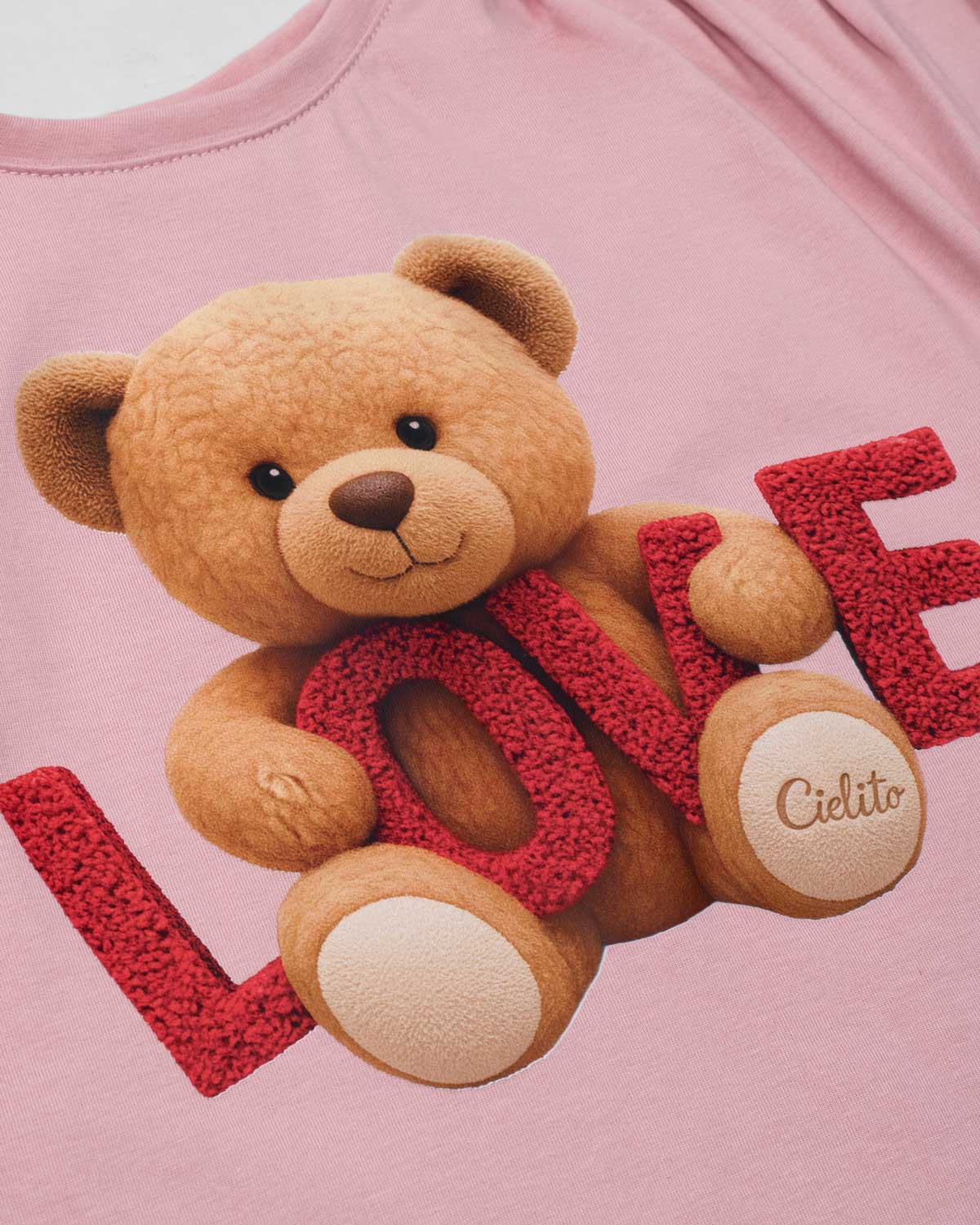 Camiseta rosa con estampado de oso ''Love'' para niña