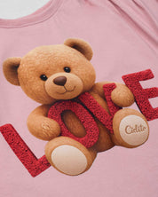 Camiseta rosa con estampado de oso ''Love'' para niña
