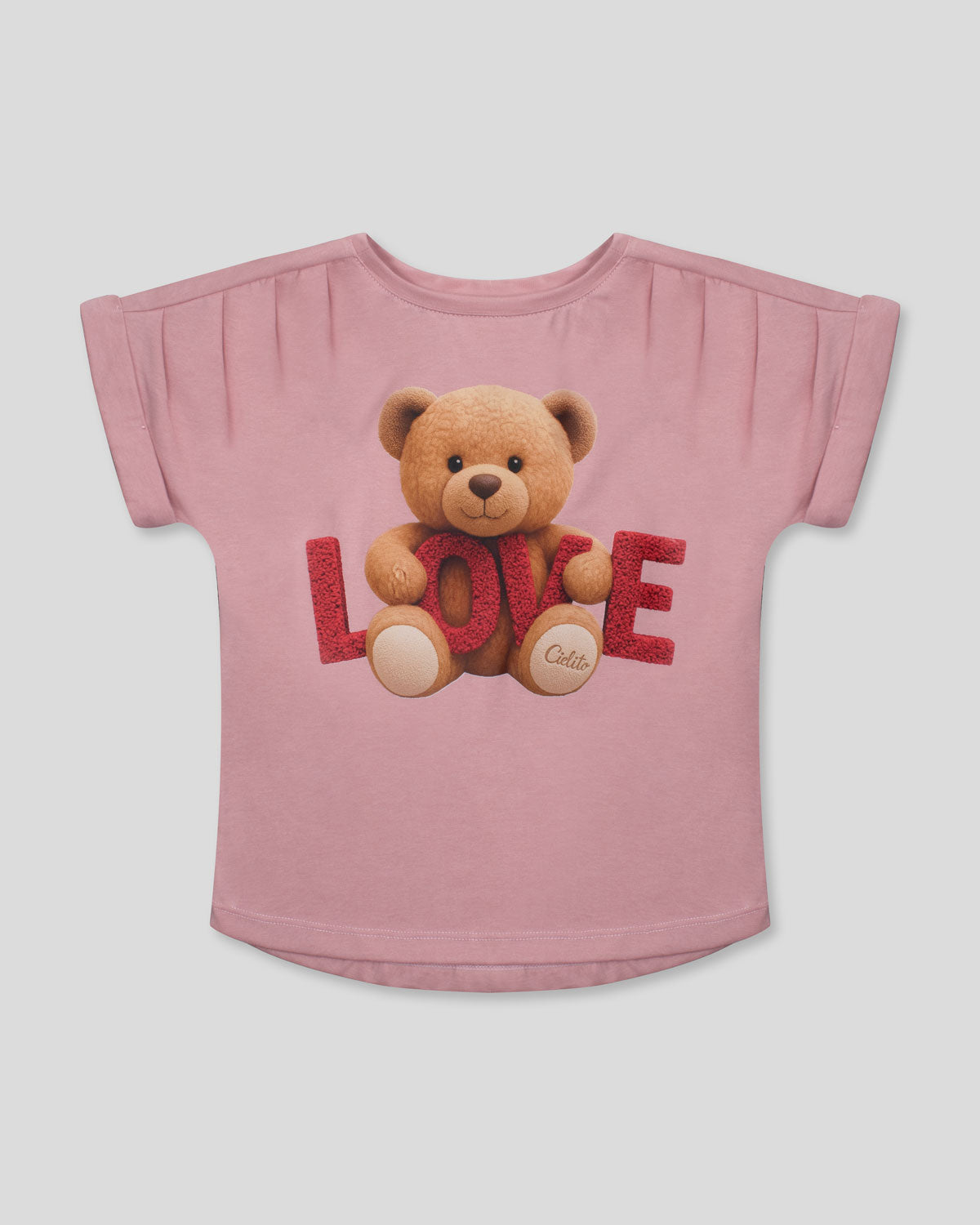 Camiseta rosa con estampado de oso ''Love'' para niña