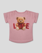 Camiseta rosa con estampado de oso ''Love'' para niña