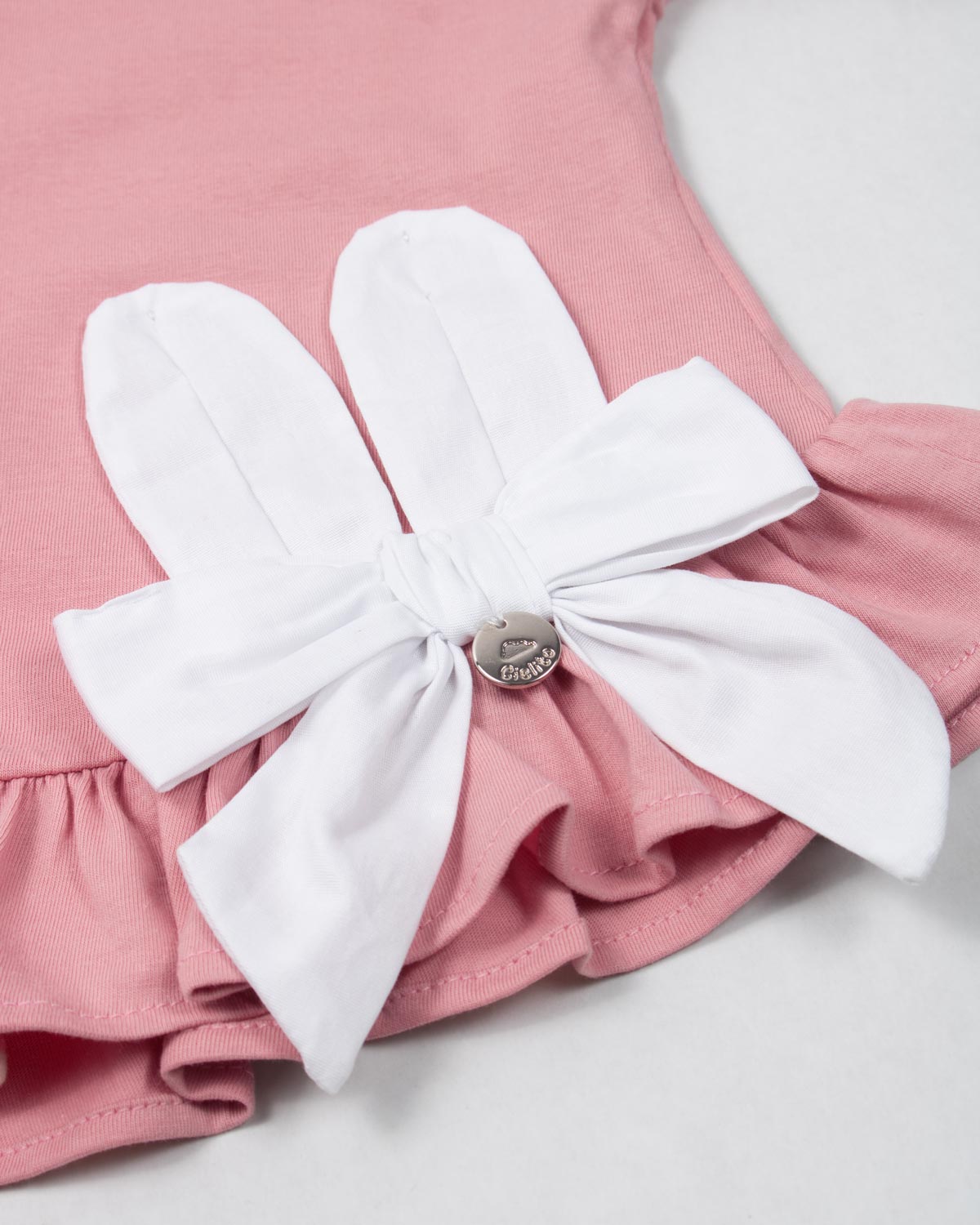 Camiseta Palo de rosa con moño para niña