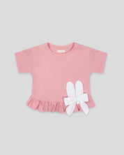 Camiseta Palo de rosa con moño para niña