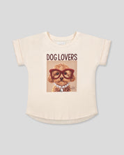 Camiseta crema con estampado para niña