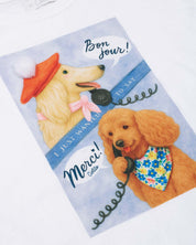 Blusa blanca manga sisa con estampado para niña