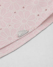 Blusa tela hoja rota rosa con moños para niña