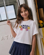 Camiseta blanca estampada "Amore Mio" para niña
