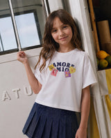 Camiseta blanca estampada "Amore Mio" para niña
