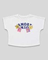 Camiseta blanca estampada "Amore Mio" para niña