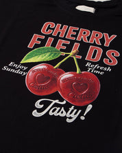 Camiseta negra estampada Cherry Fields para niña